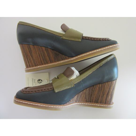 SANCTUARY Cadence Women Gray Brown 7 M Slip On Career Preppy Wedge Loafers - Picture 6 of 8